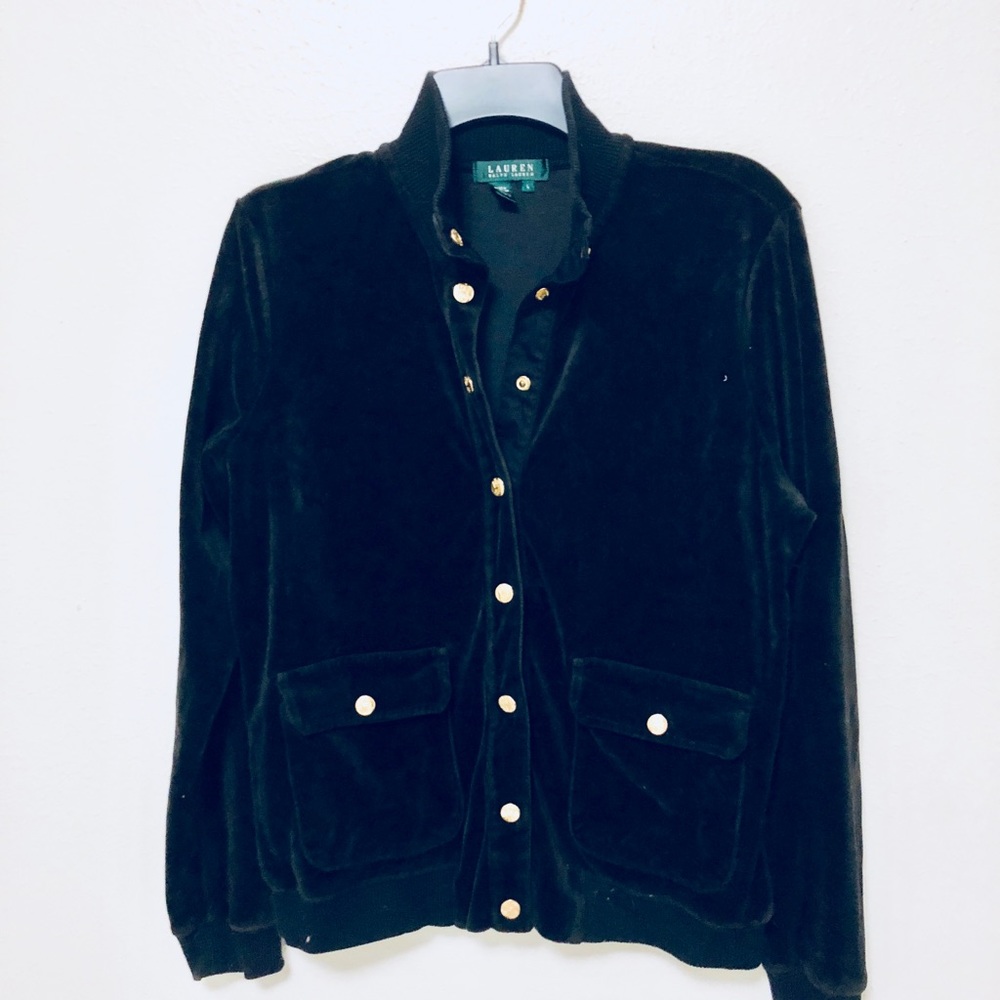 Ralph Lauren Black Velvet Jacket with Gold Buttons
